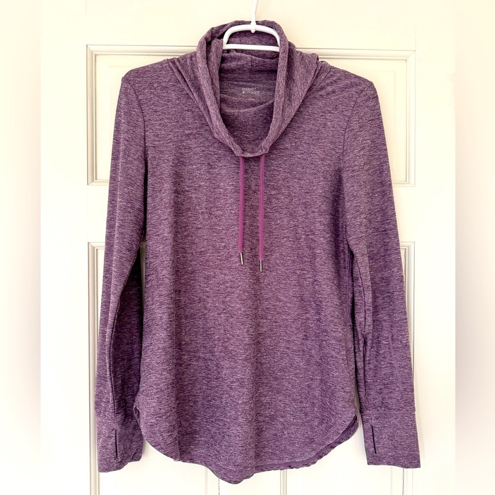 MARKET & SPRUCE pullover size S purple cowl neck tie SPF 40